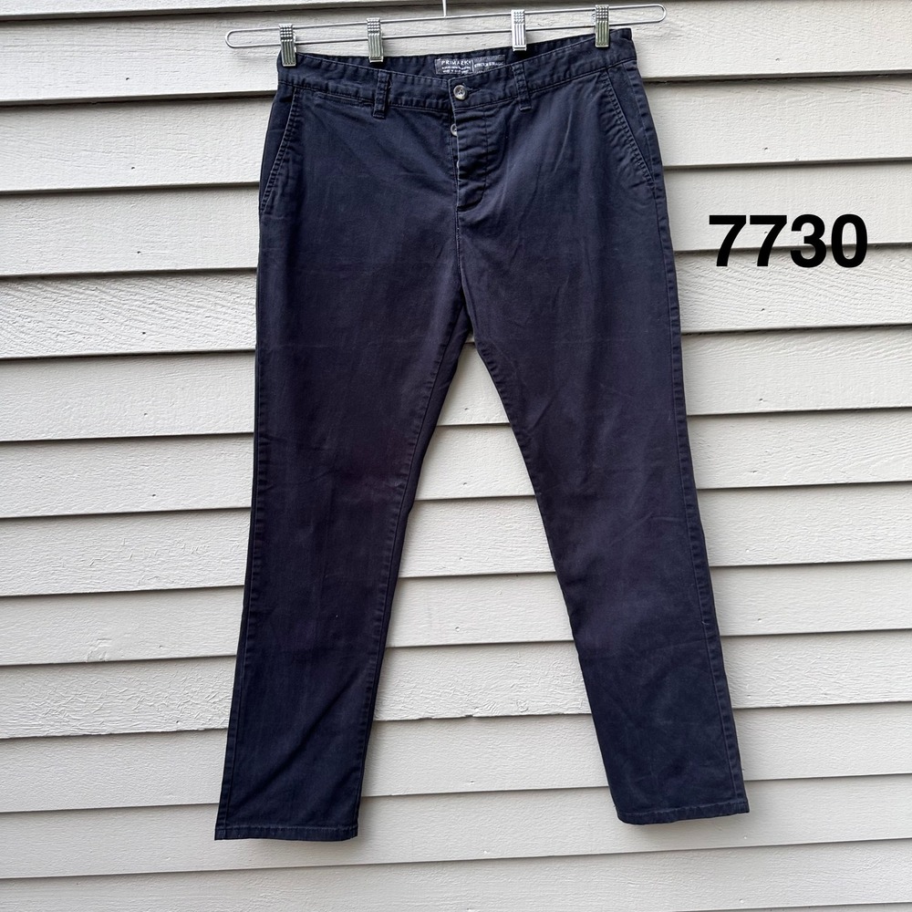 Primark Mens Stretch Straight Chino Pants Black 34x32 Button Fly Trousers